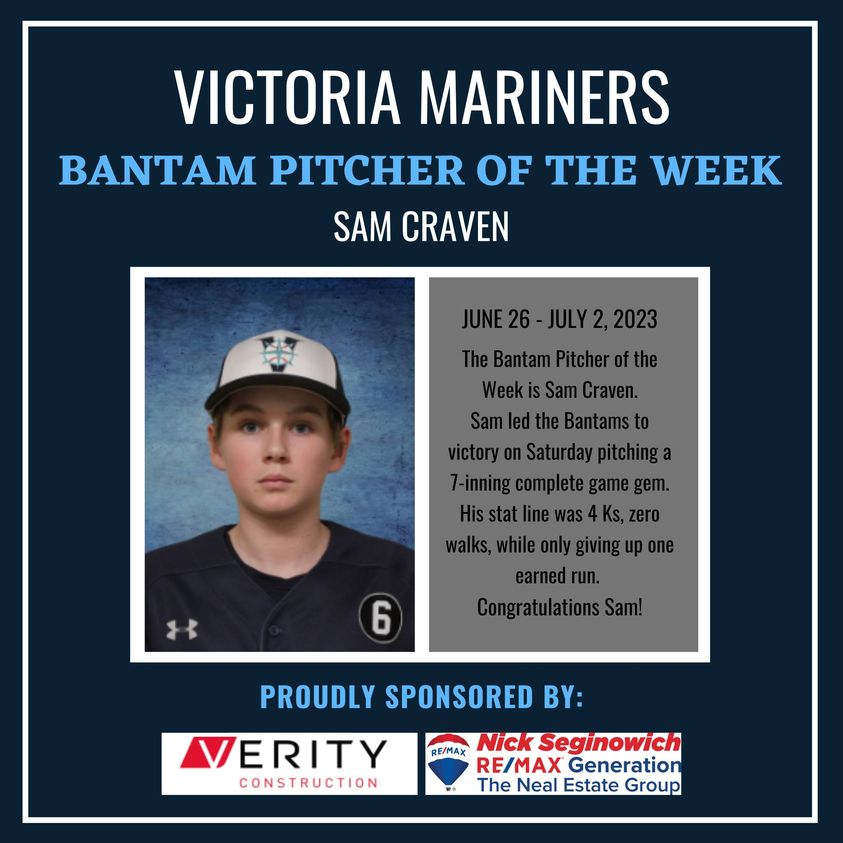 Victoria Mariners on Twitter "The Victoria Mariners Bantam Pitcher of