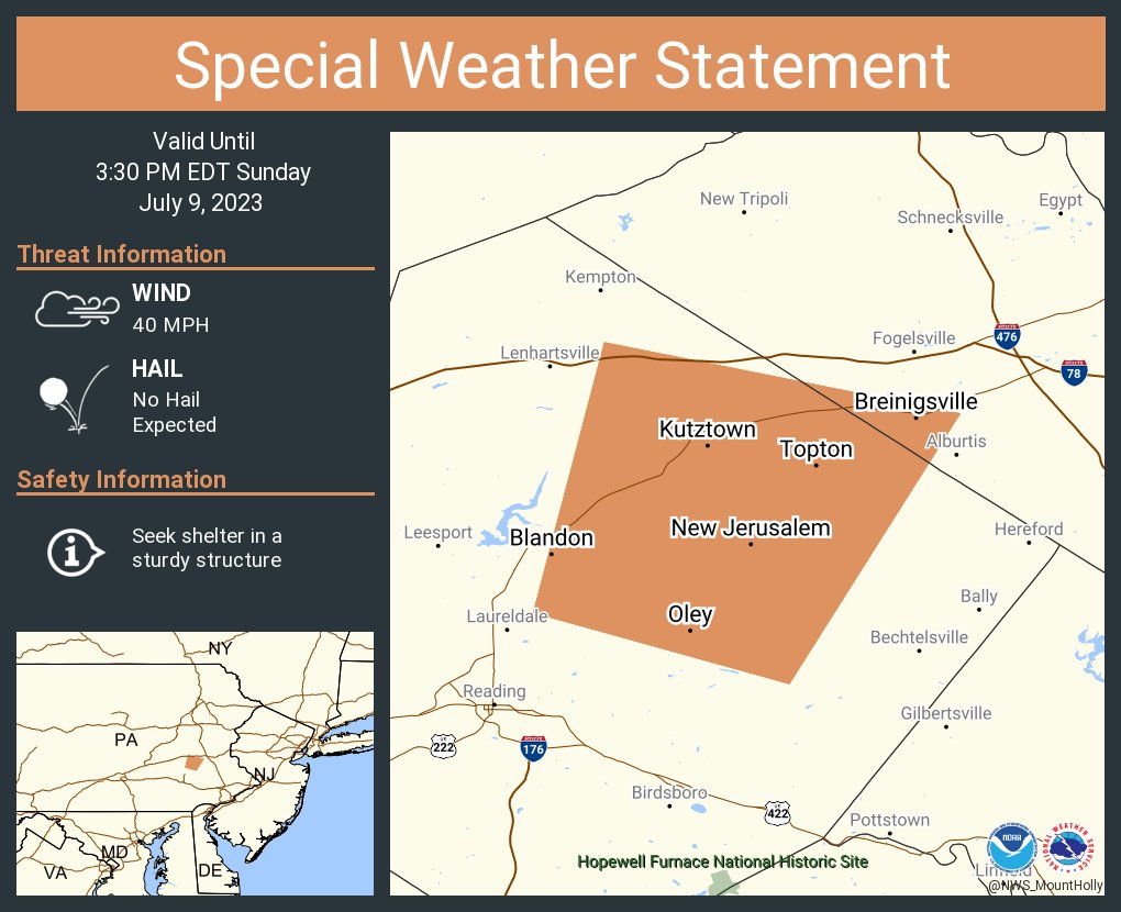 NWS Mount Holly on Twitter "A special weather statement has been