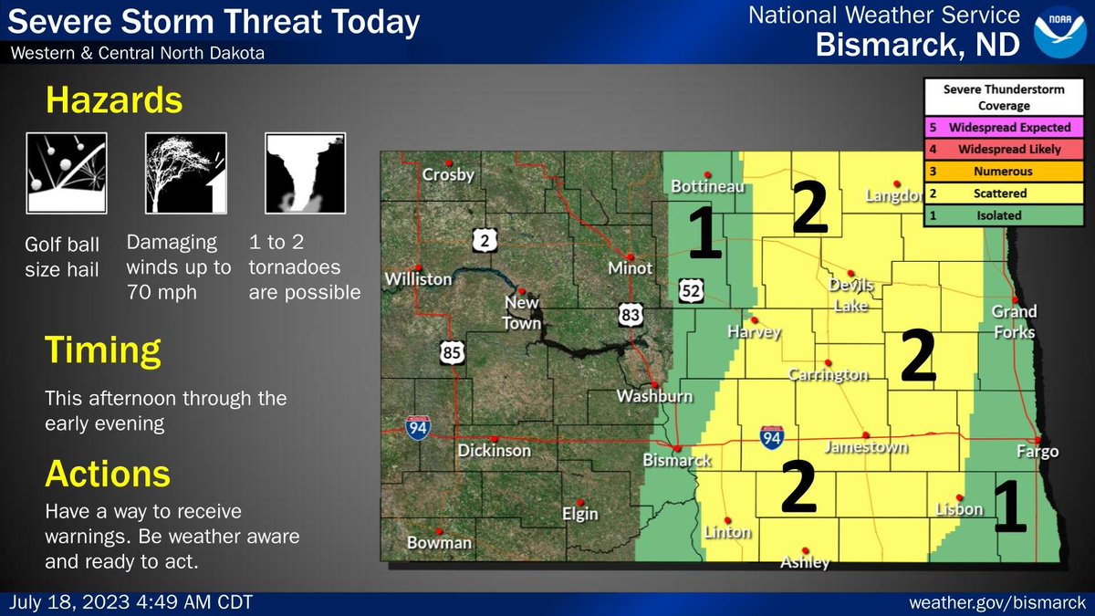 NWS Bismarck on Twitter "Scattered strong to severe storms are