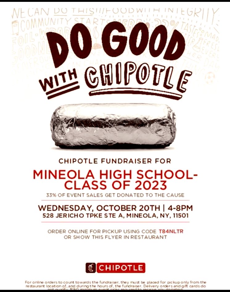 Chipotle New Locations 2023 Tara Mcdonnell On Twitter: "Support The @Mineolahs2023 Tomorrow From 4-8Pm At Chipotle!! Https://T.co/Vw3Sarzgys" / Twitter