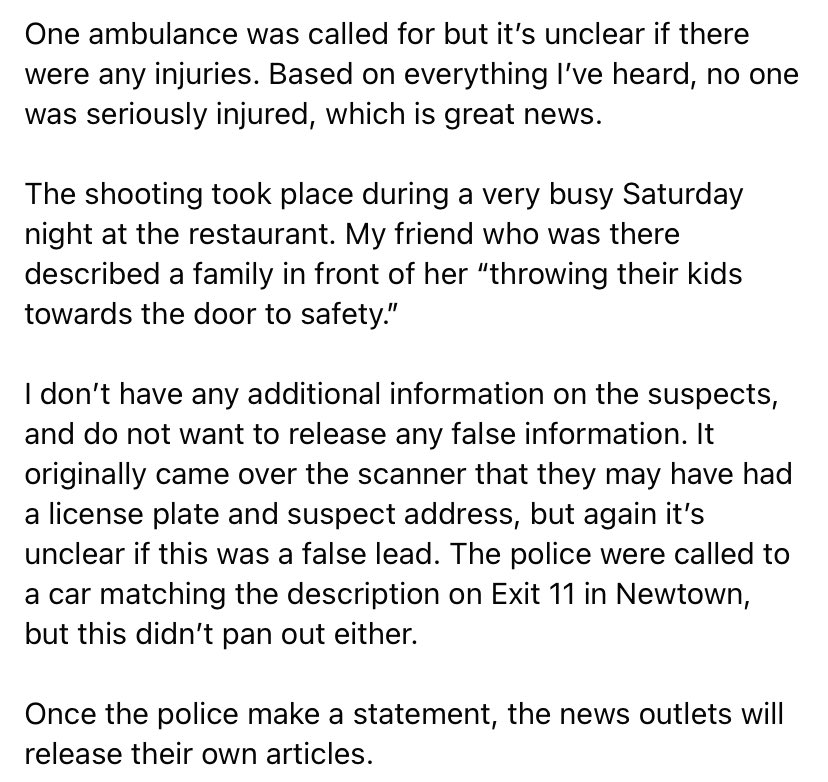 Danbury Weather on Twitter "Update on the Chili’s Shooting The police are unlikely to release