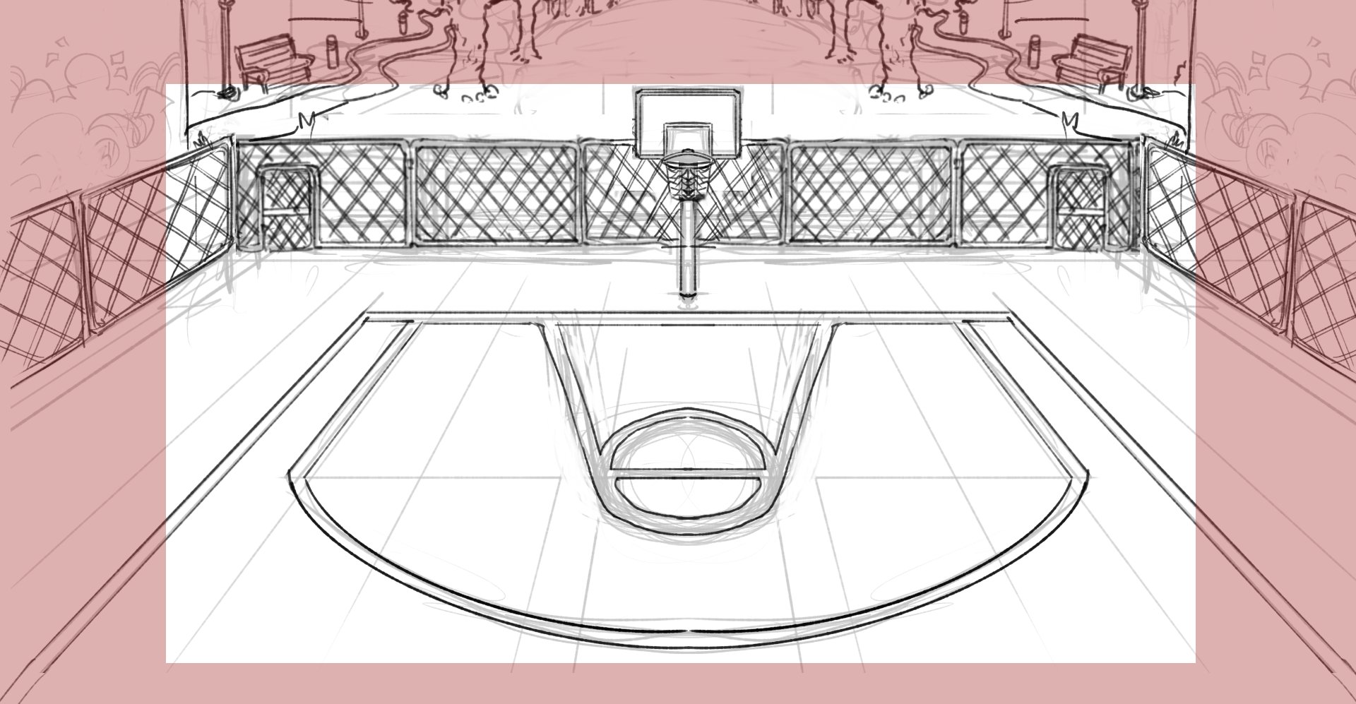 Basketball Court Drawing 3d