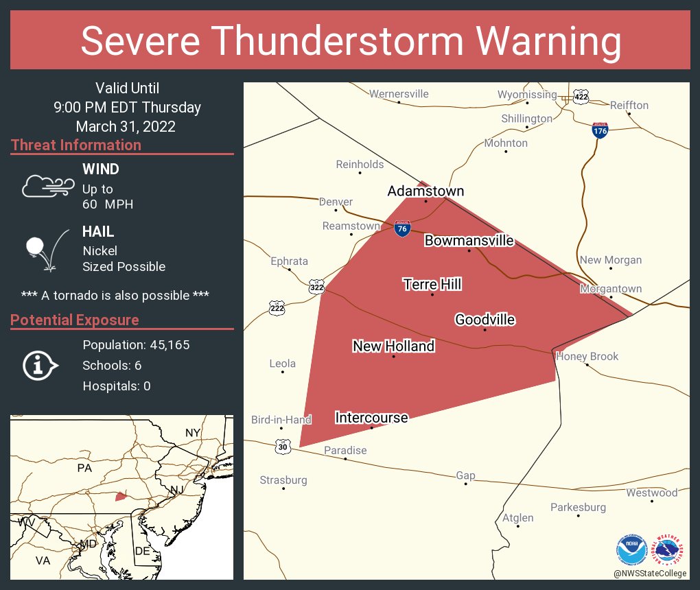 NWS State College on Twitter "Severe Thunderstorm Warning continues