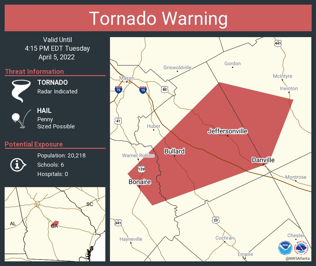 NWS Atlanta on Twitter "Tornado Warning including Jeffersonville GA
