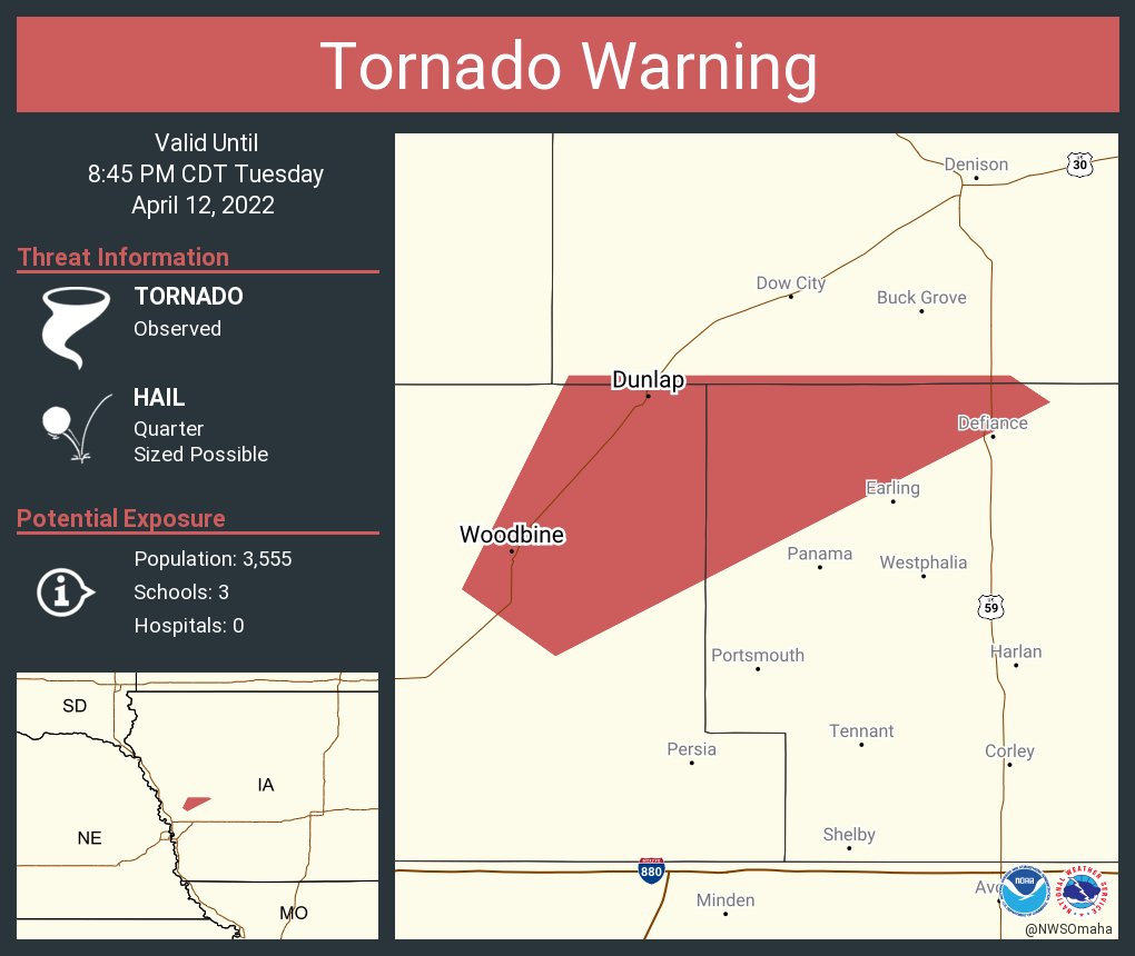 NWS Tornado on Twitter "Tornado Warning including Woodbine IA, Dunlap