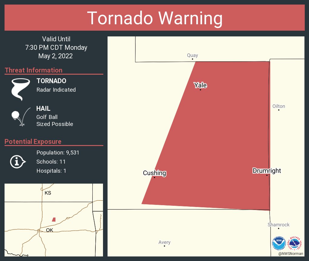 NWS Tornado on Twitter "Tornado Warning including Cushing OK