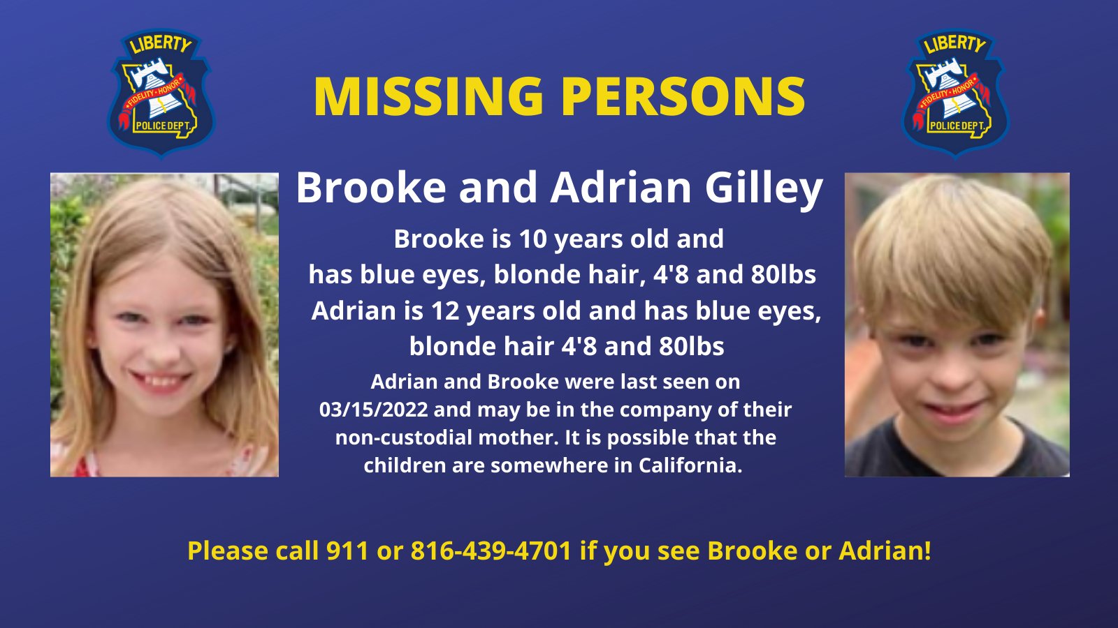 Liberty, Missouri Police Department on Twitter "Help us bring Brooke