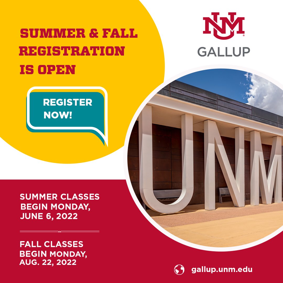 Unm Fall 2022 Registration Unm Gallup On Twitter: "Registration Is Open For Summer And Fall Semesters. Sign-Up For Classes Today. View Class Schedule At Https://T.co/Iyrc1058Lf Https://T.co/Knhmlhjt42" / Twitter