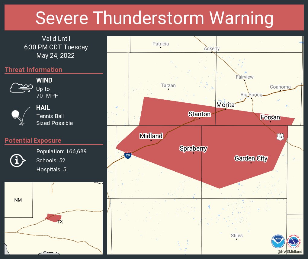 NWS Midland on Twitter "Severe Thunderstorm Warning including Midland