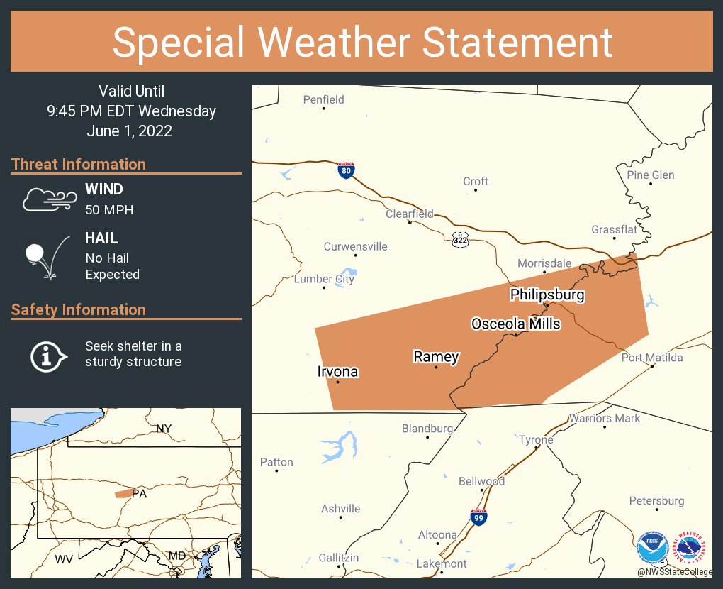 NWS State College on Twitter "A special weather statement has been issued for Philipsburg PA