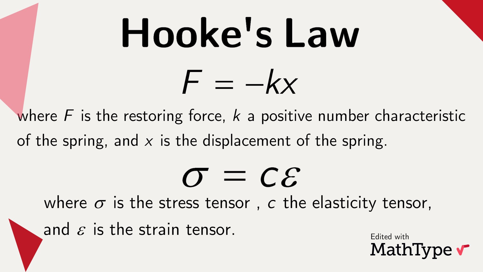 MathType on Twitter "Hooke's law relates the force exerted to a spring