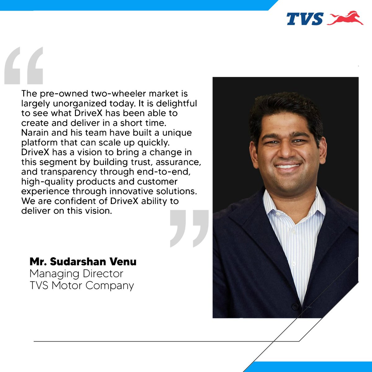 TVS Motor Company on Twitter "TVS Motor Company has announced investment in “DriveX” founded by