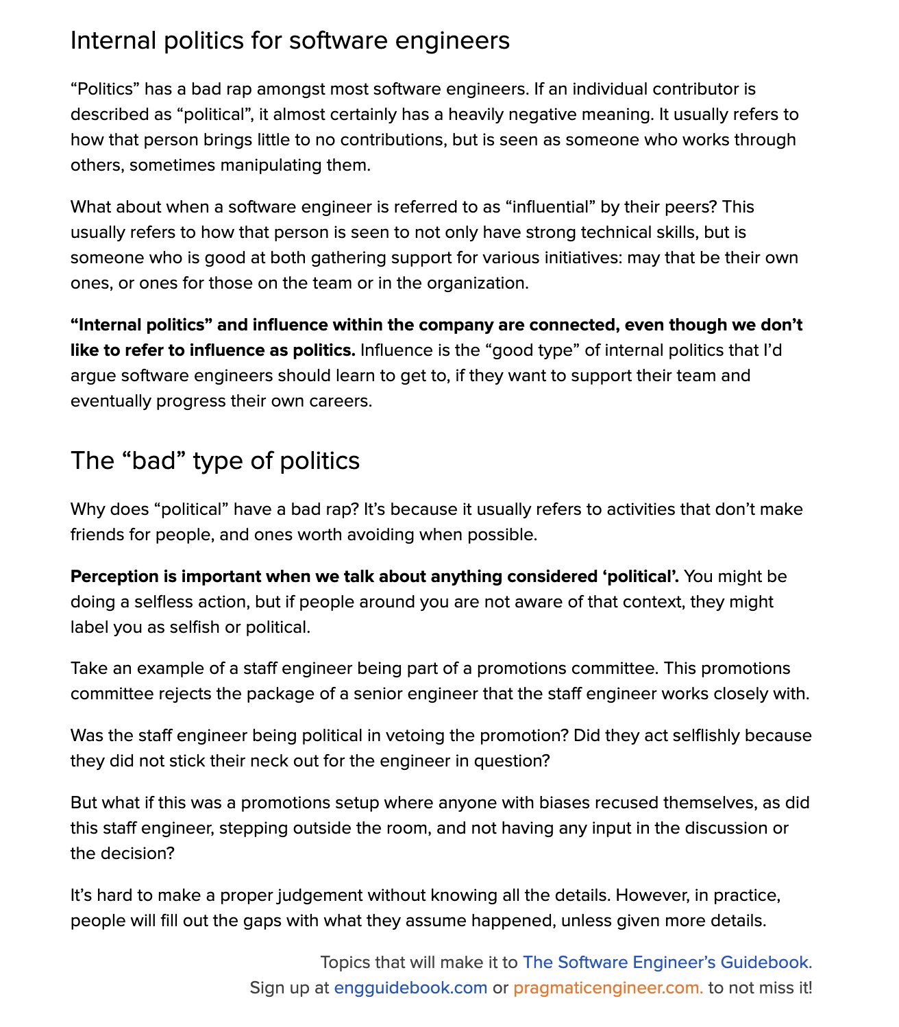 The Software Engineer’s Guidebook on Twitter "Internal politics for