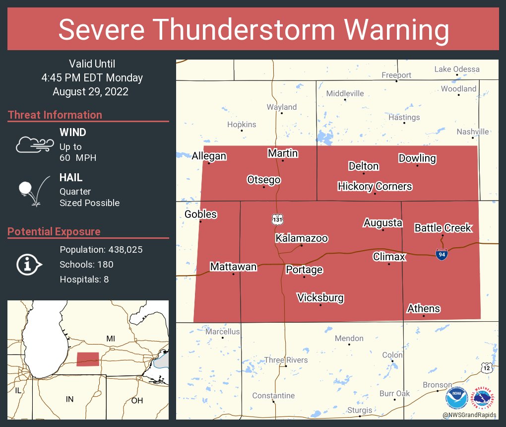 NWS Grand Rapids on Twitter "Severe Thunderstorm Warning including