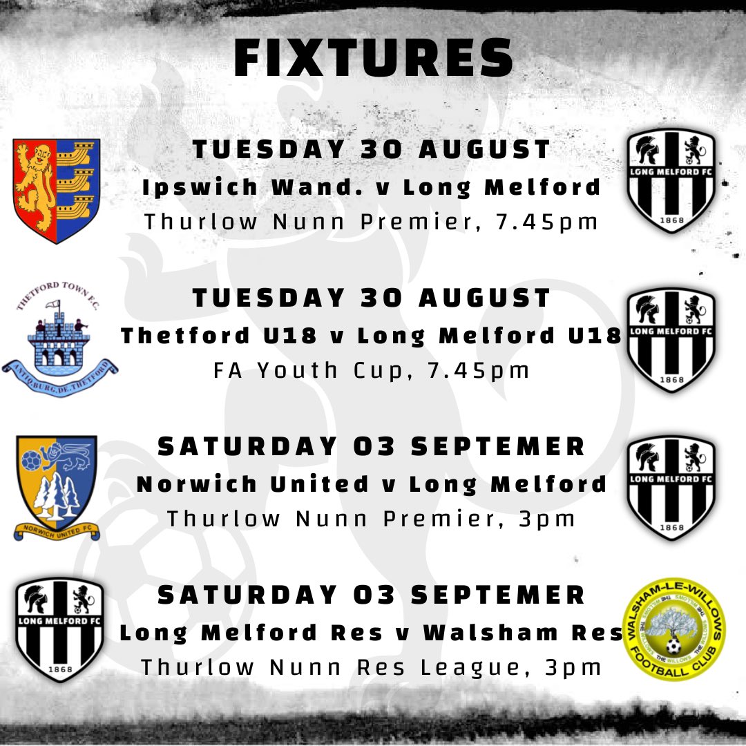 Long Melford FC on Twitter "A busy week ahead for the club, starting