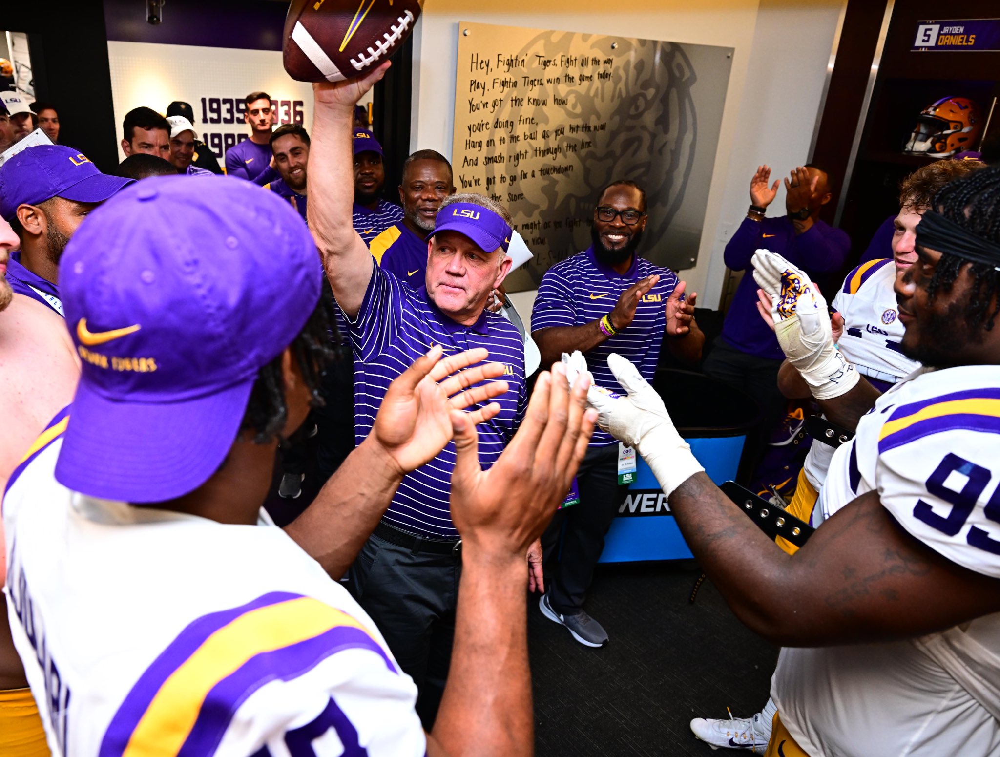 LSU Football on Twitter "The team presented Coach Kelly the game ball after his first win as