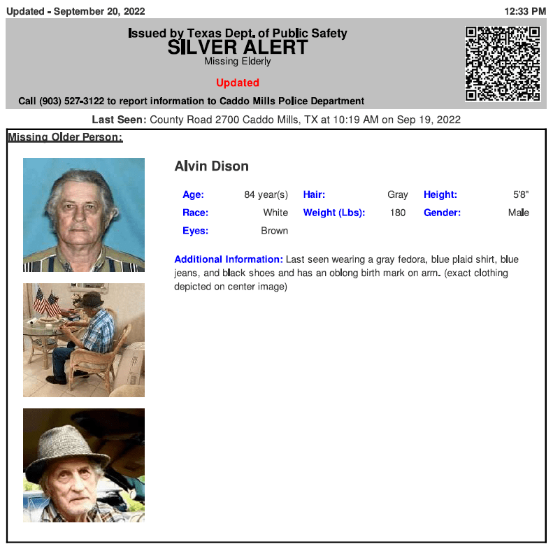 Texas Alerts on Twitter "ACTIVE SILVER ALERT for Alvin Dison from