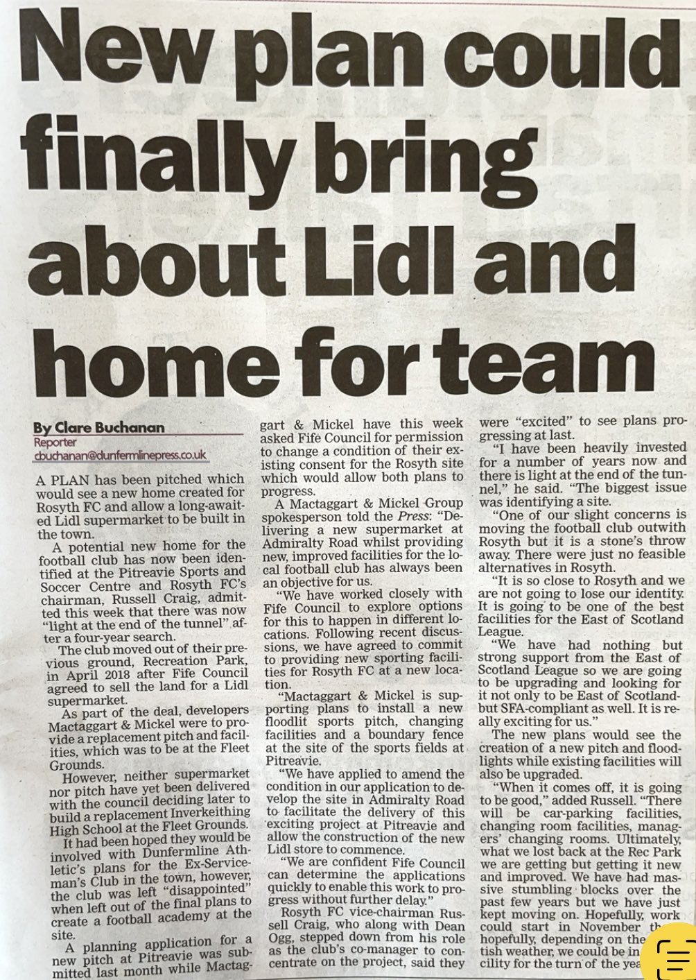 Fife Football on Twitter "RT Rosyth_FC We did say a massive project