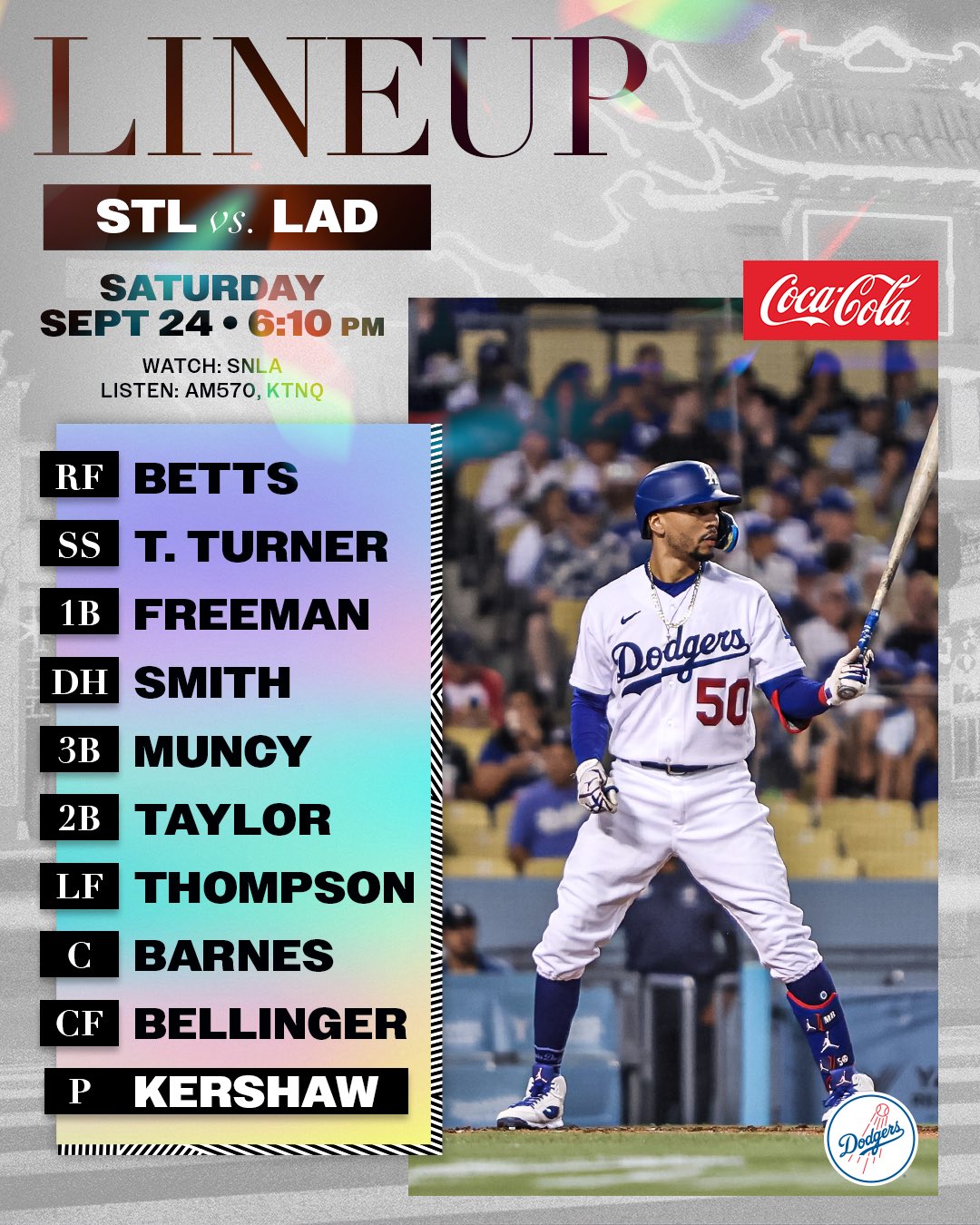 Los Angeles Dodgers on Twitter "Tonight’s Dodgers lineup vs