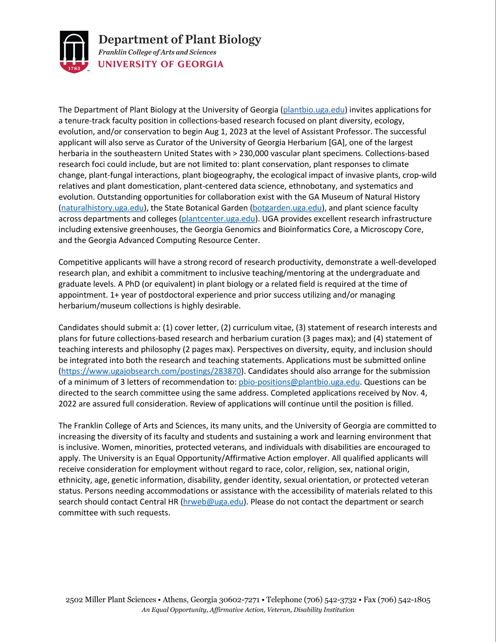 UGA Plant Biology on Twitter "We’re hiring! Applications now being