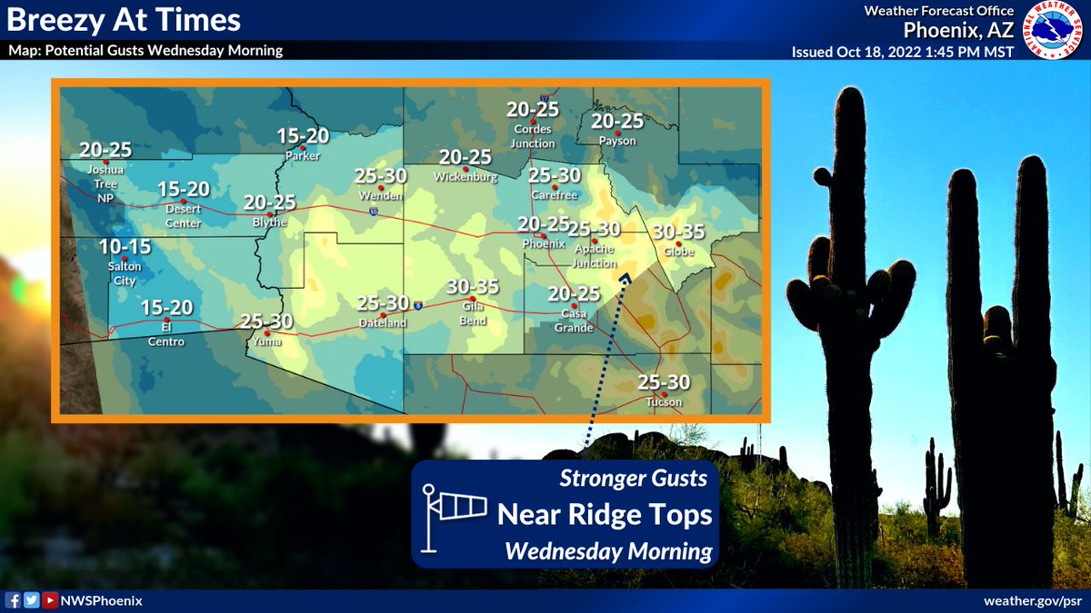 NWS Phoenix on Twitter "Breezy weather is forecast tomorrow morning