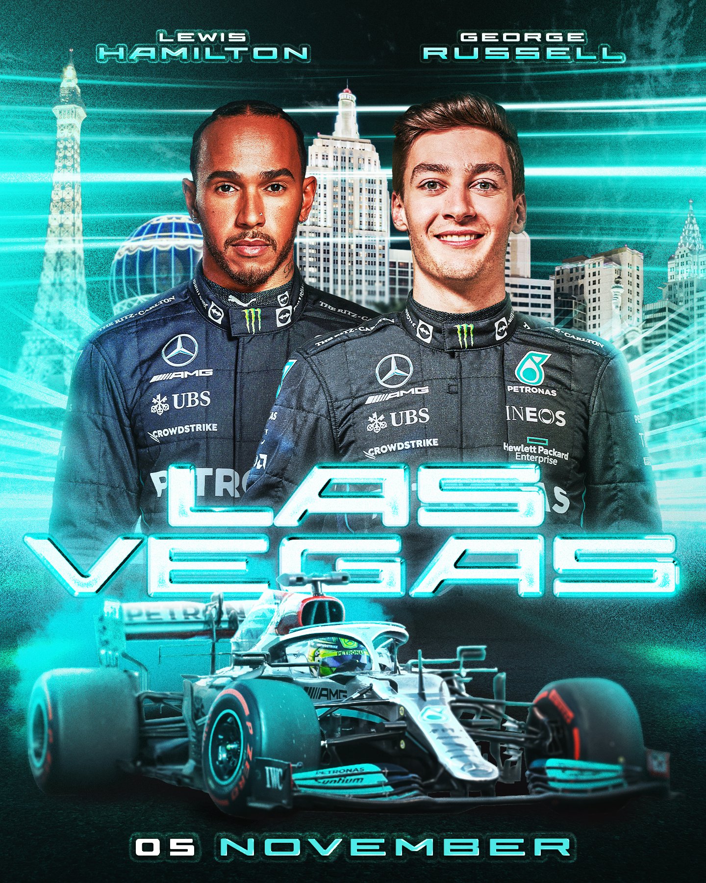 MercedesAMG PETRONAS F1 Team on Twitter "Vegas, baby. 🤩 Lewis and