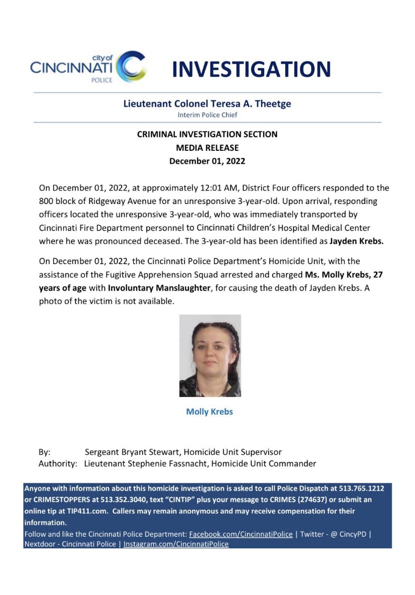 Cincinnati Police Department on Twitter "It’s with great sadness that