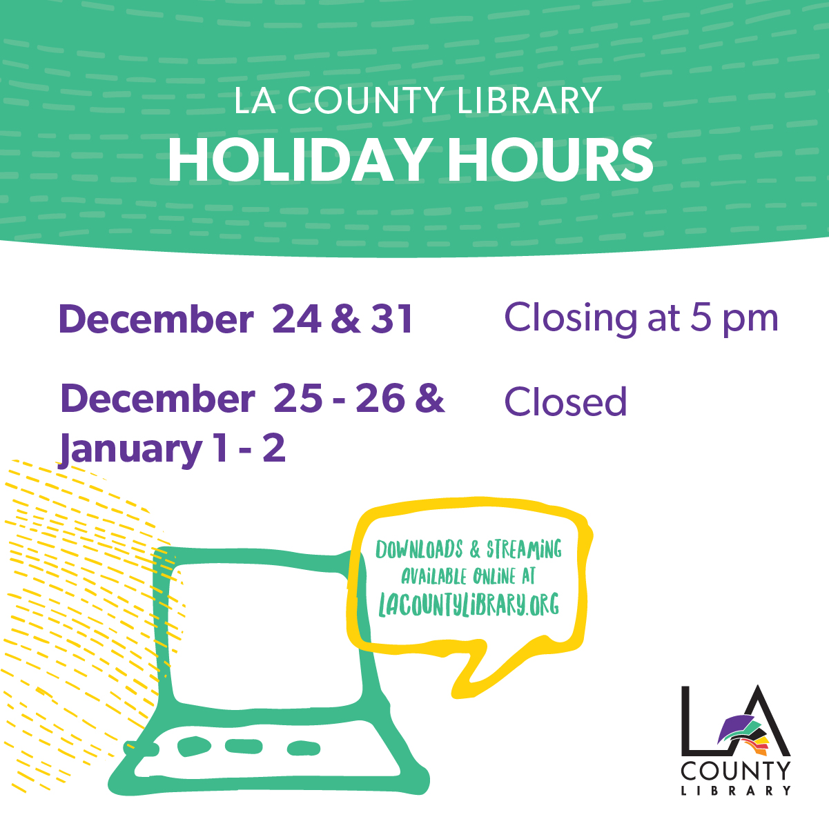 LA County Library on Twitter "All of our libraries with Saturday hours