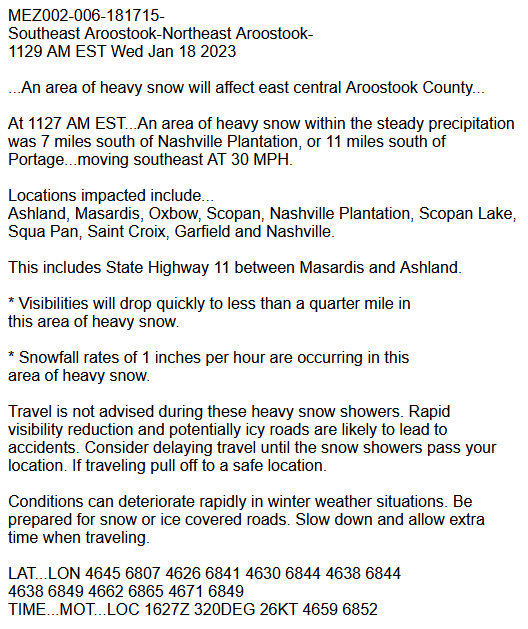 NWS Caribou on Twitter "Planning to Travel Route 11 between Ashland to