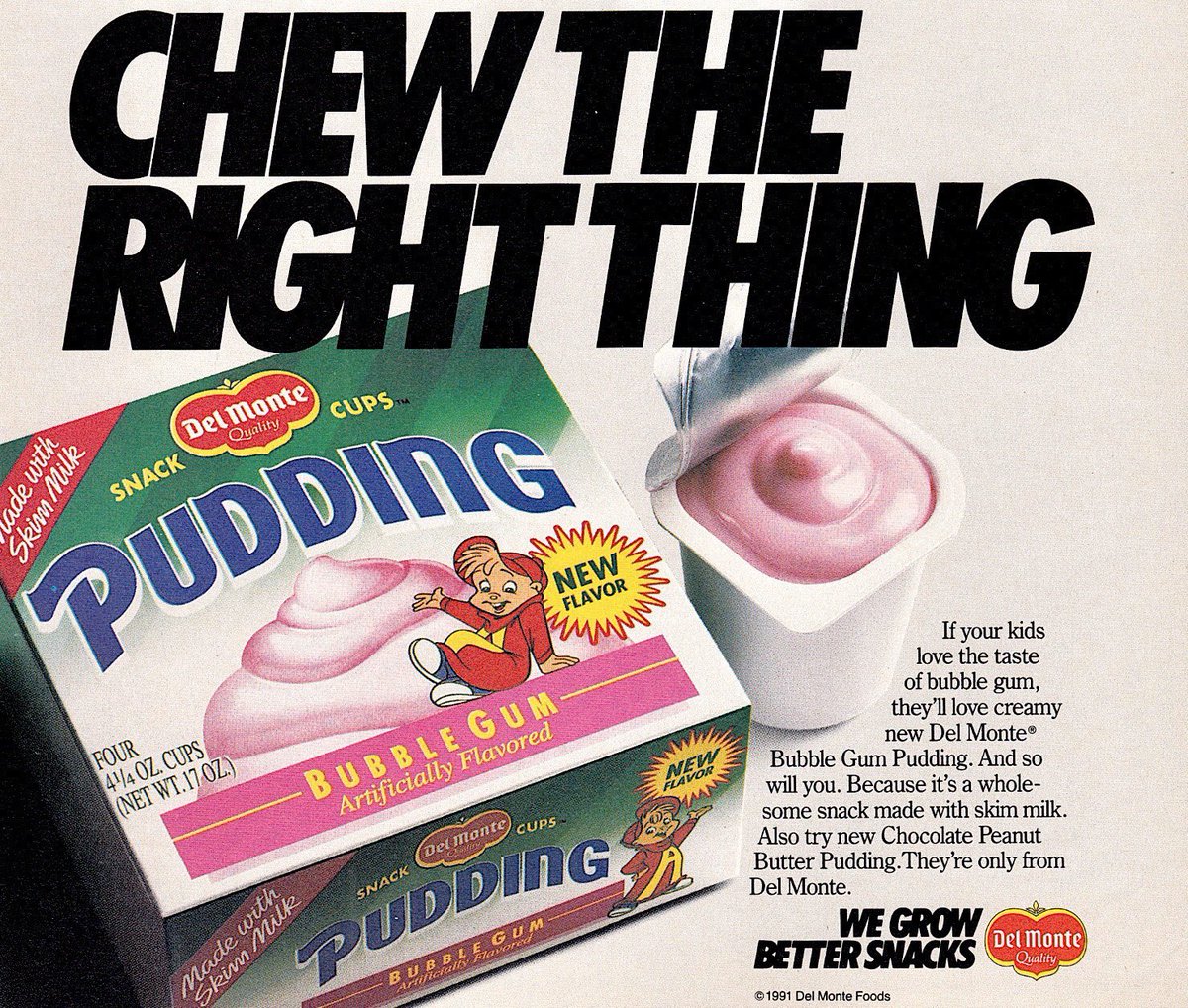 Discontinued Foods! on Twitter "Del Monte Bubblegum Pudding (19911992