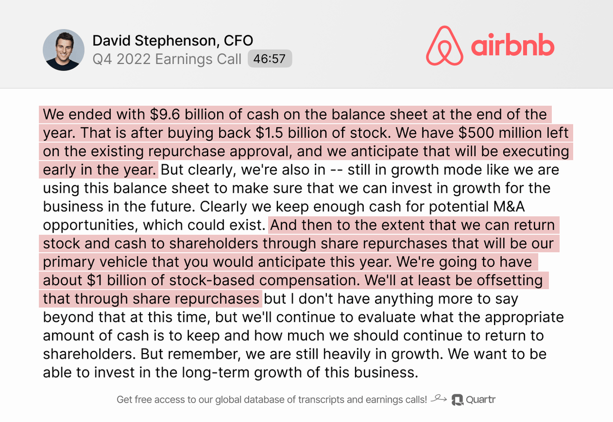ABNB is up 14 today after reporting a record year for almost every