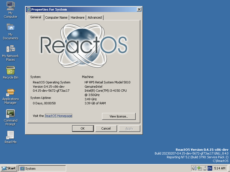 ReactOS on Twitter "ReactOS installs and runs on HP RP5 Retail System