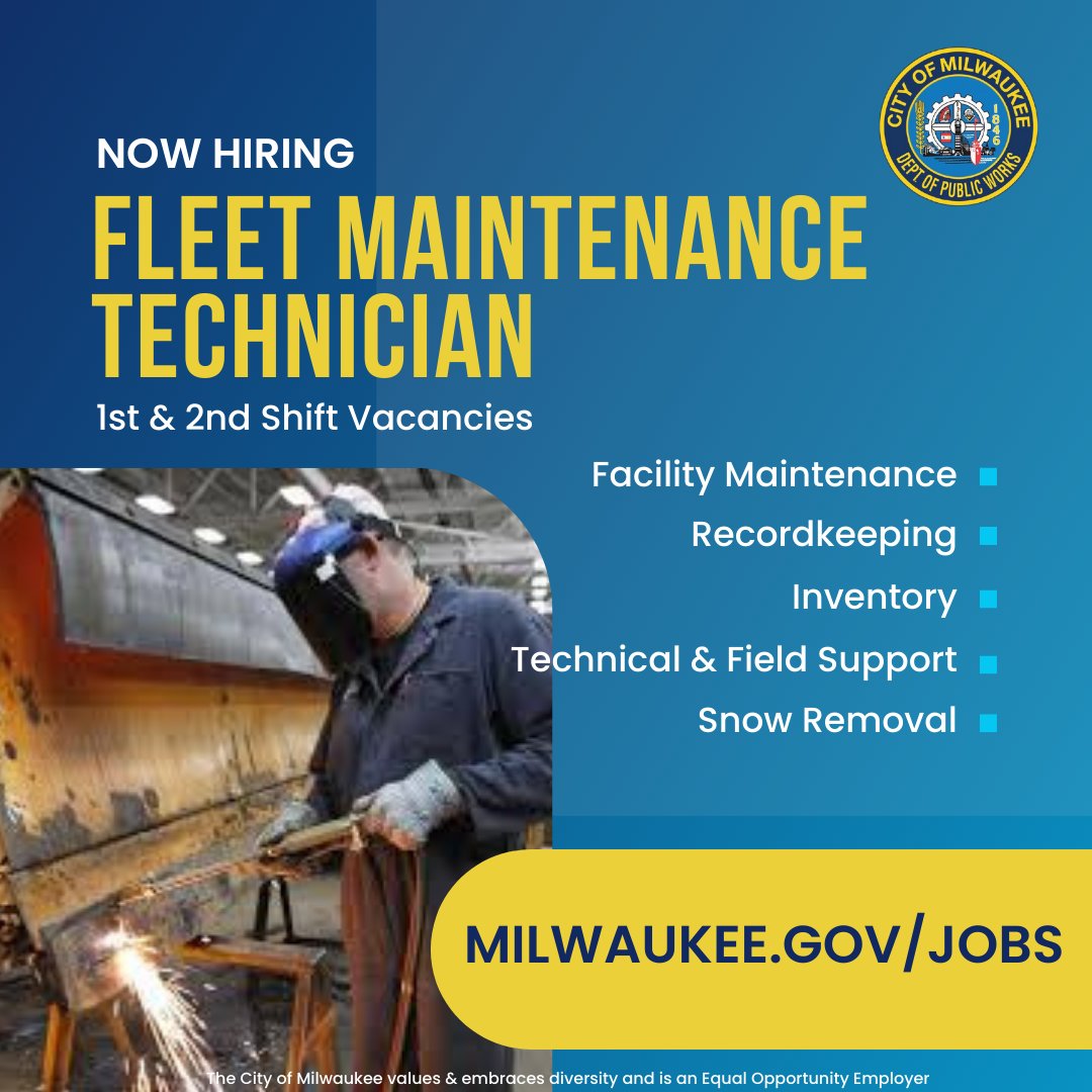 City of Milwaukee Dept. of Employee Relations on Twitter "🚛NOW HIRING