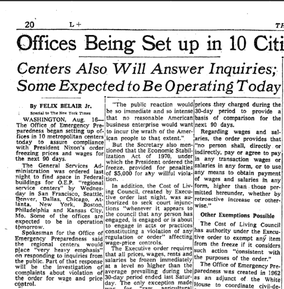 Andrew Kenney on Twitter "1971 Richard Nixon orders a freeze on