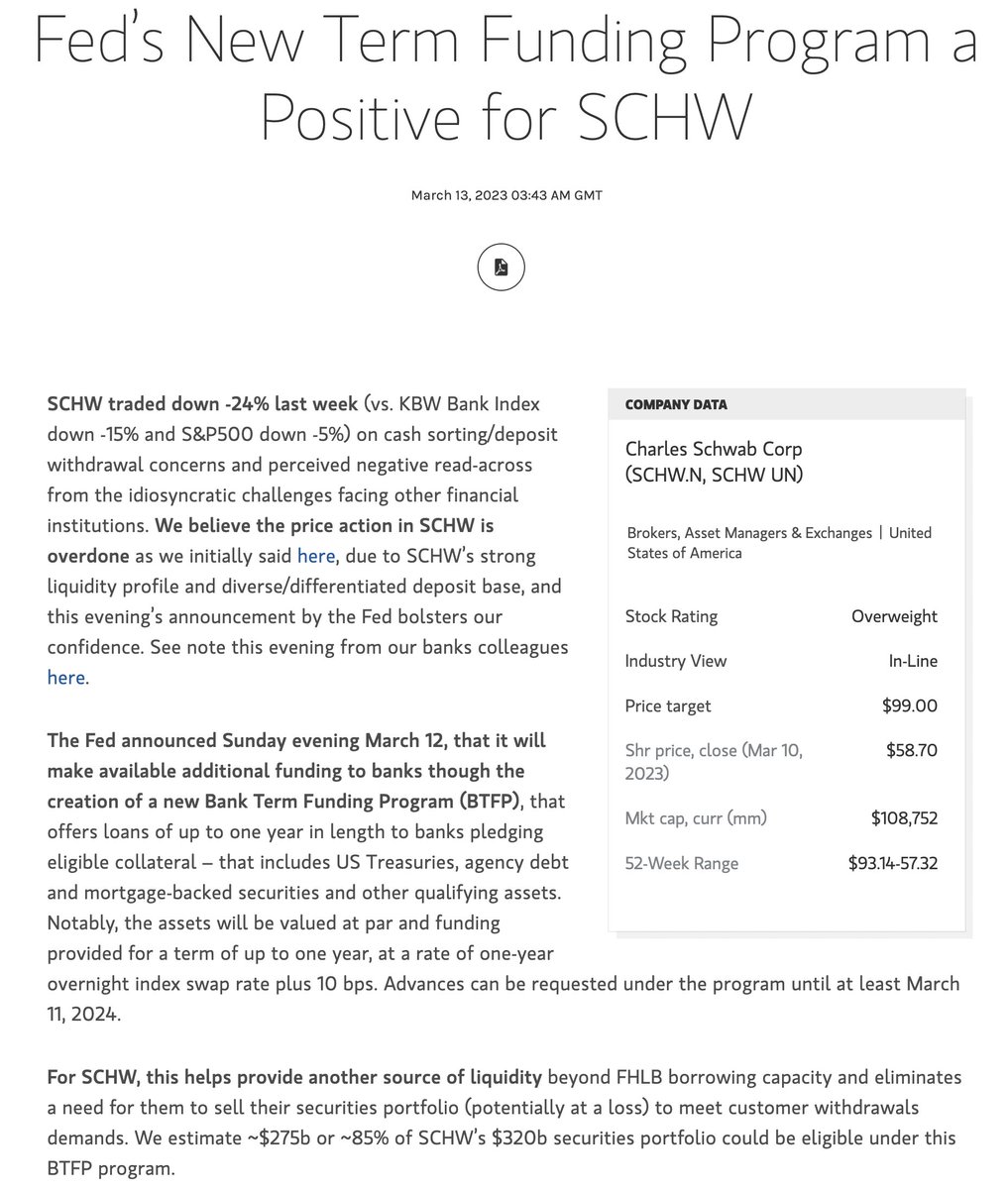 Eric Clark on Twitter "MS note tonight on SCHW post the Fed announcement"