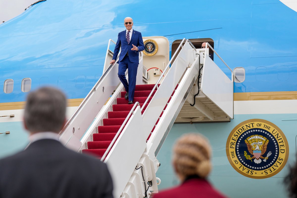 The White House on Twitter "President Biden departs Air Force One in