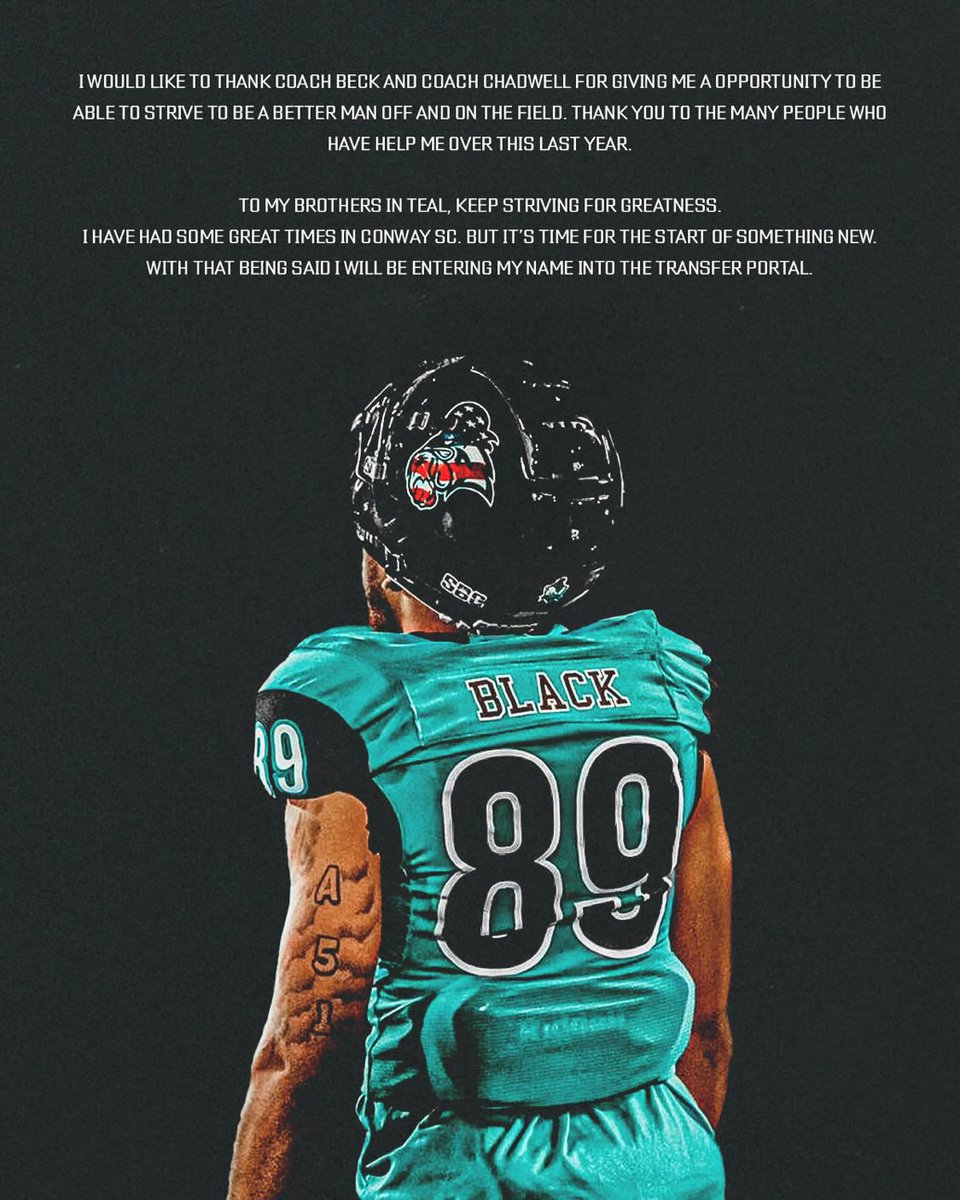 College Transfer Portal on Twitter "Coastal Carolina WR, Rian Black, has entered the transfer