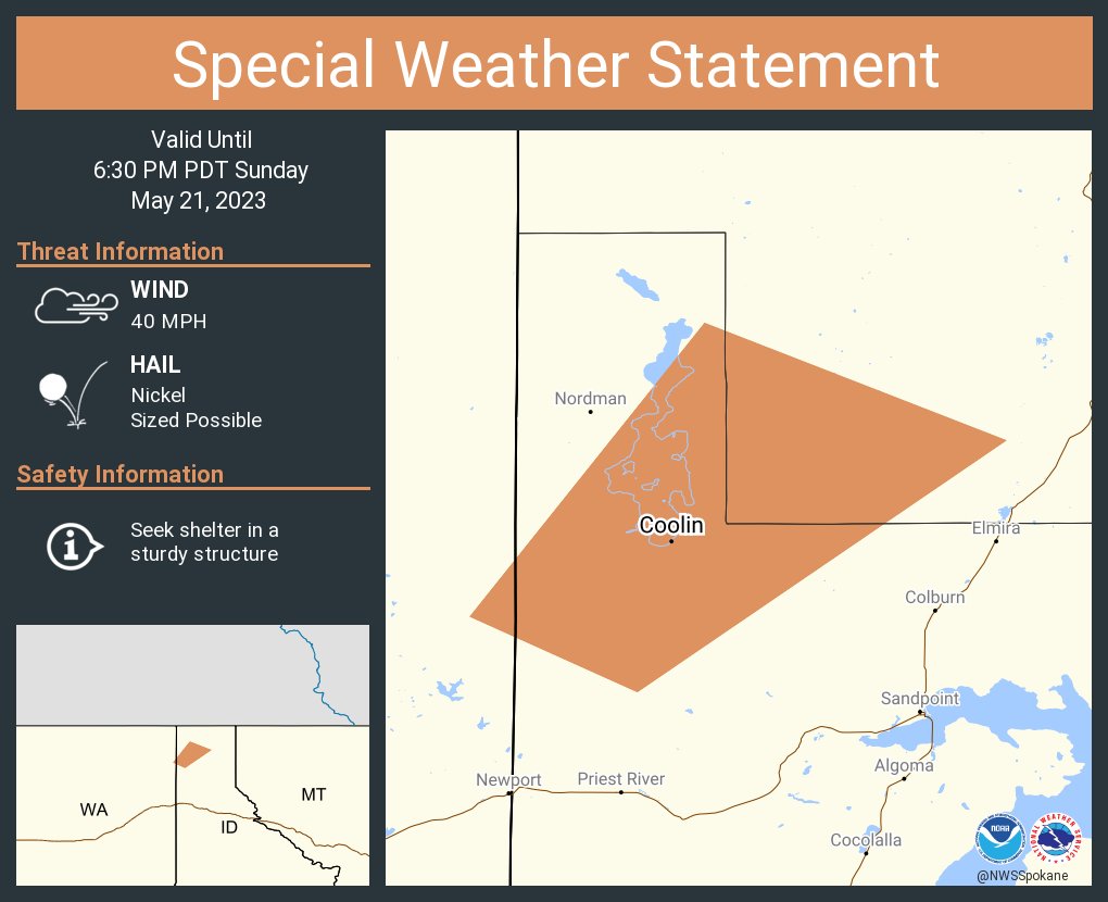 NWS Spokane on Twitter "A special weather statement has been issued