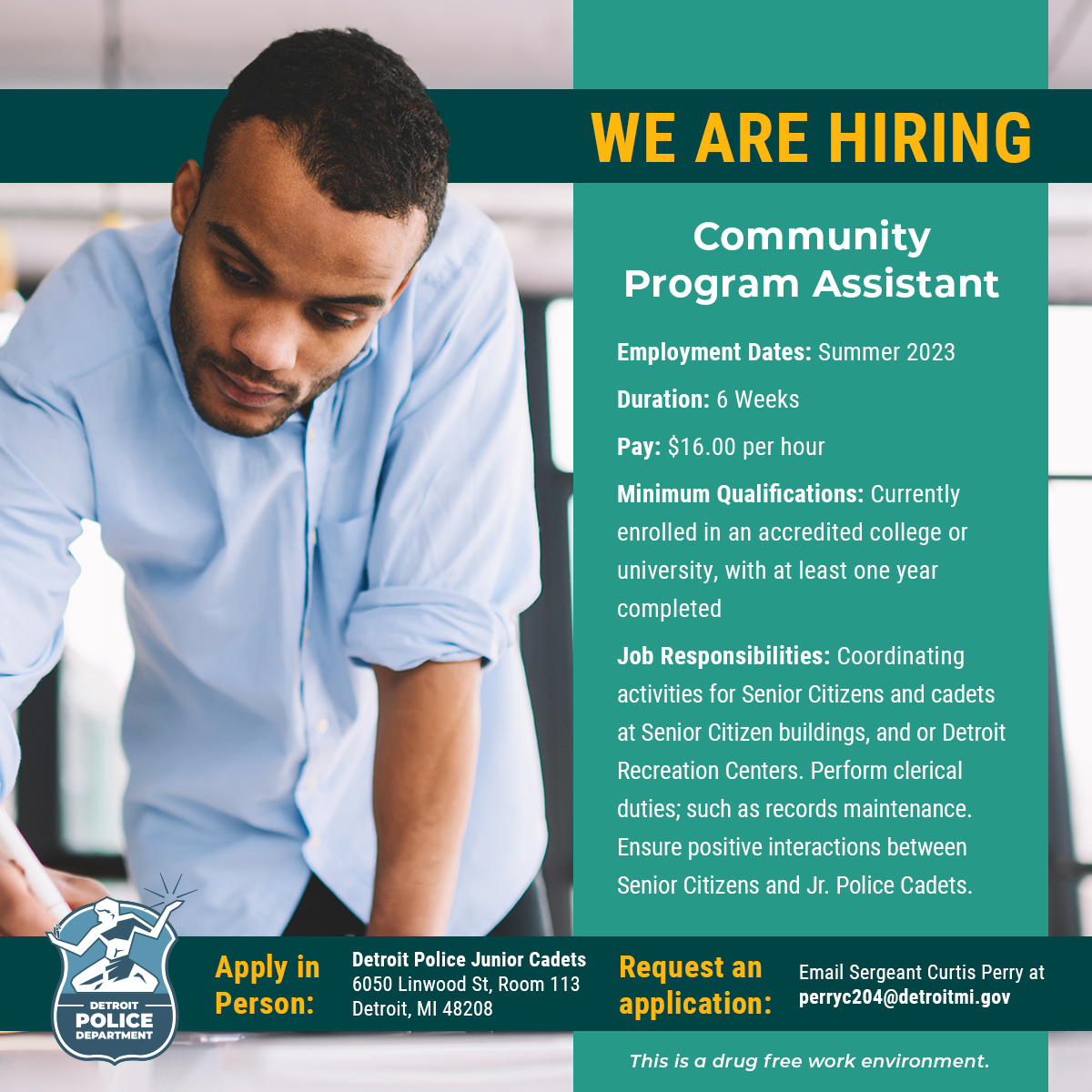 Detroit Police News on Twitter "We are hiring a seasonal Community