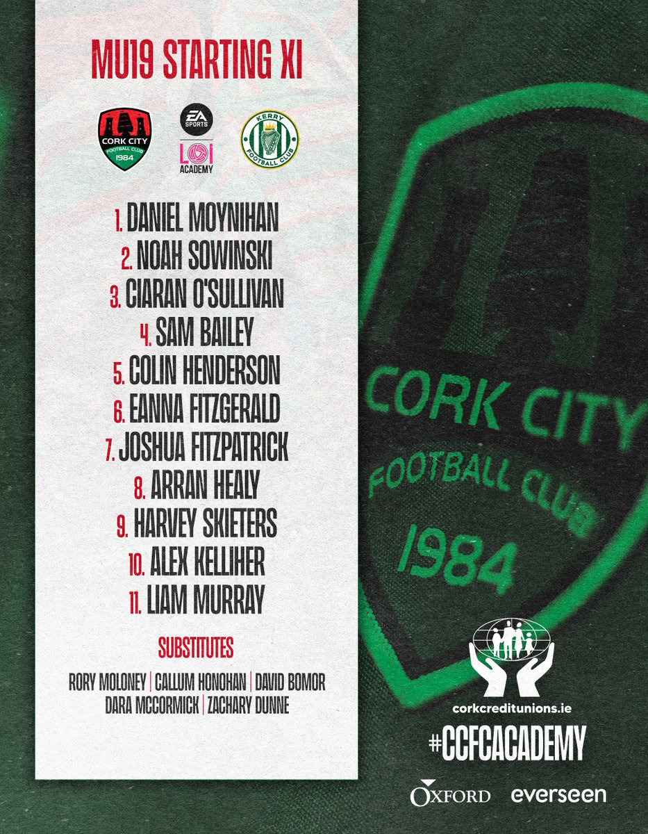 Cork City FC Academy on Twitter "𝗠𝗨𝟭𝟵 📝 Our MU19 side are in action