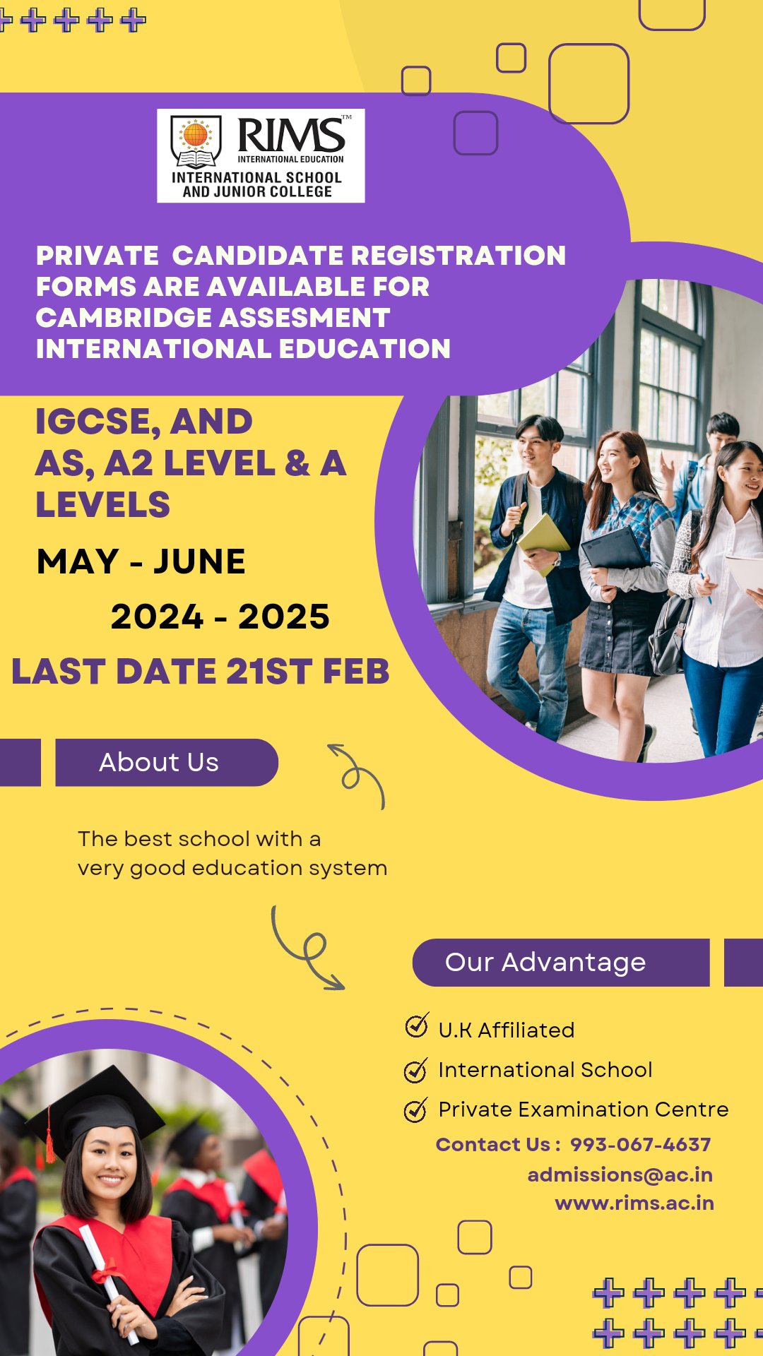 RIMS International School and Junior College on X "IGCSE, AS and A2 Levels May June 2024 2025 private examination registration forms are available at RIMS International School Mumbai. Register today
