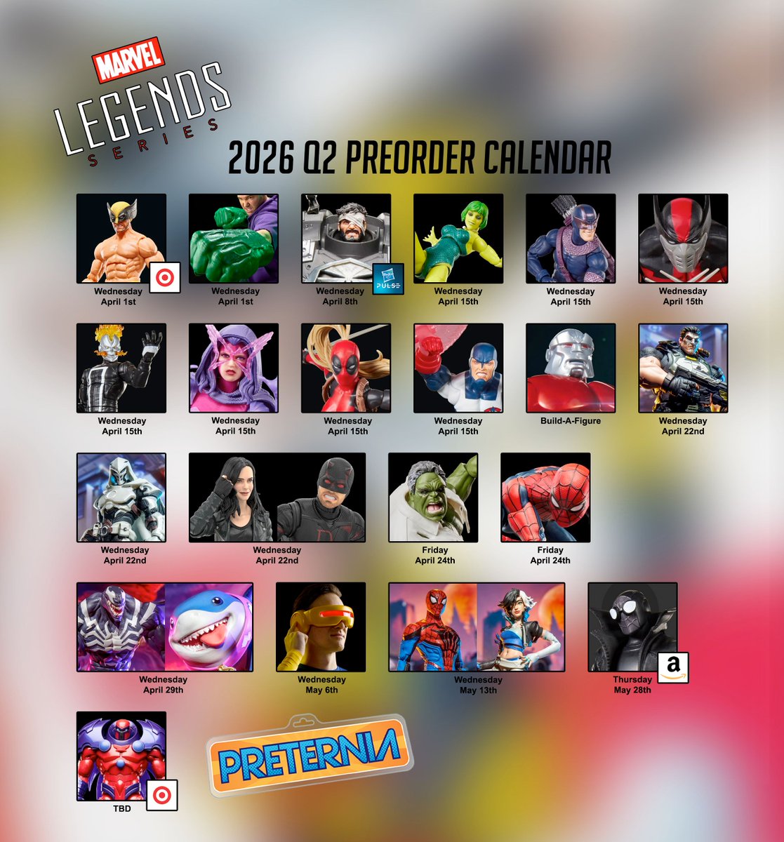 Updated the Marvel Legends 2026 preorder calendar &amp; roadmap. Marvel