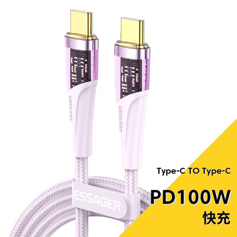 Buy ESSAGER PD100W transparent mobile phone data cable suitable for