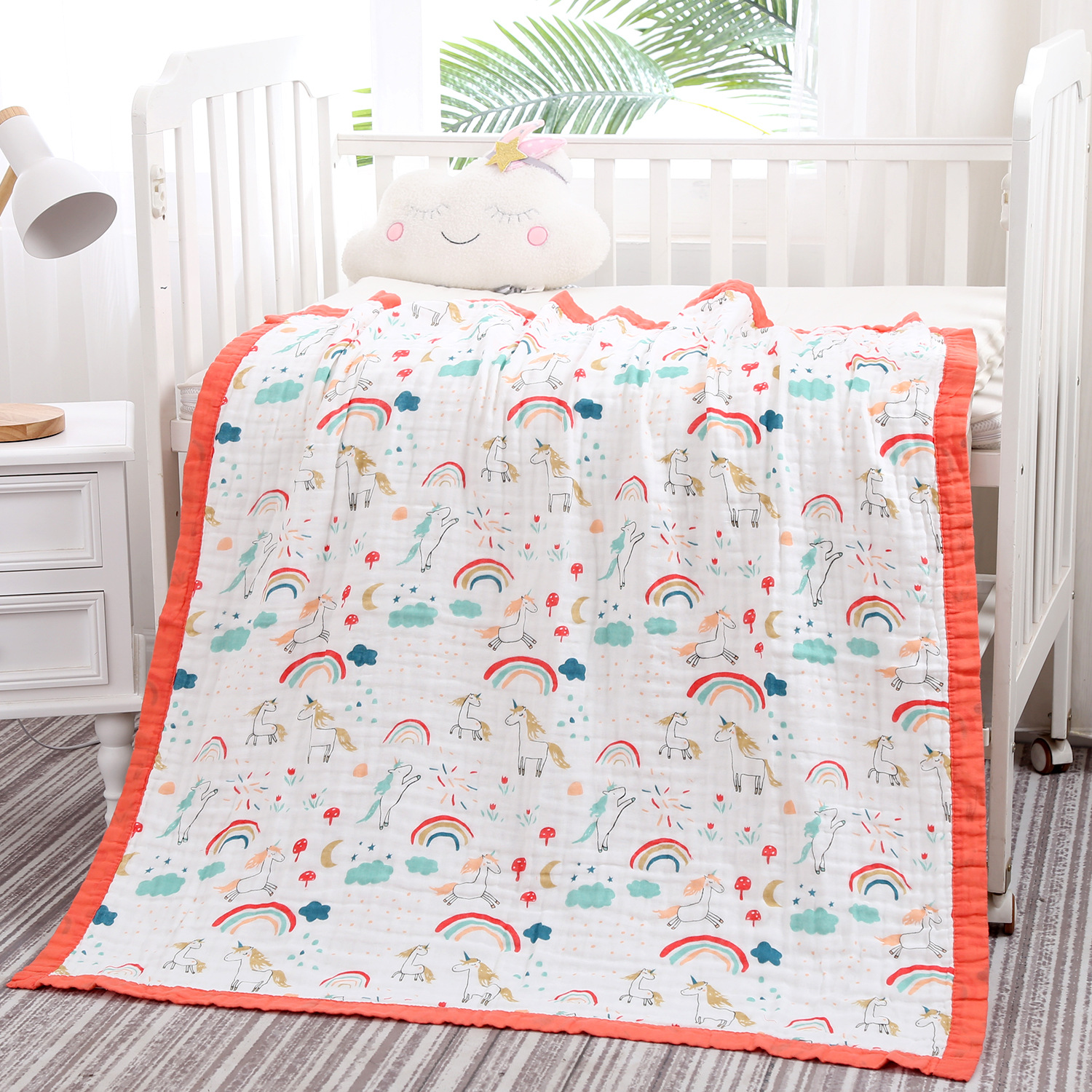 Buy Baby bath towels, cotton children's newborn printing blanket, sixlayer baby gauze bath