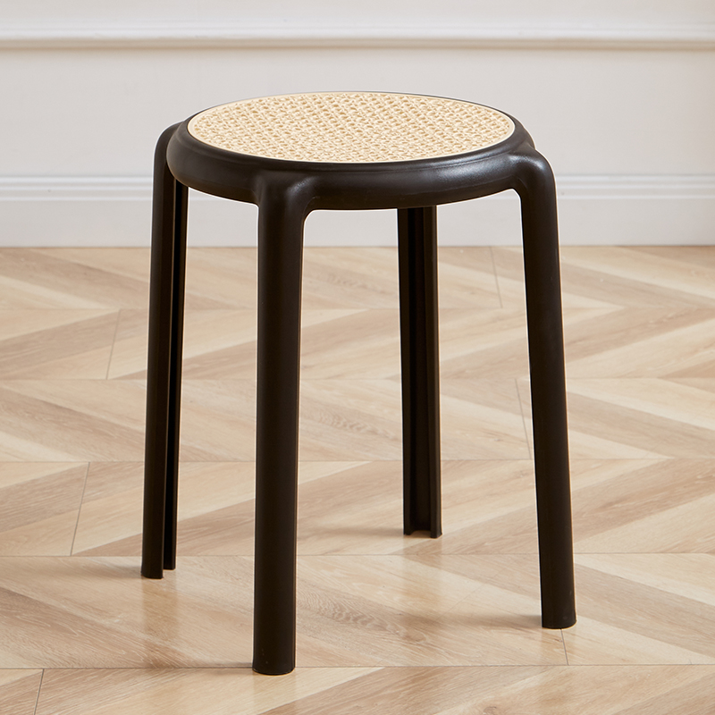 Buy Nordic thickened rattan plastic stool home dining stool can be stacked modern minimalist