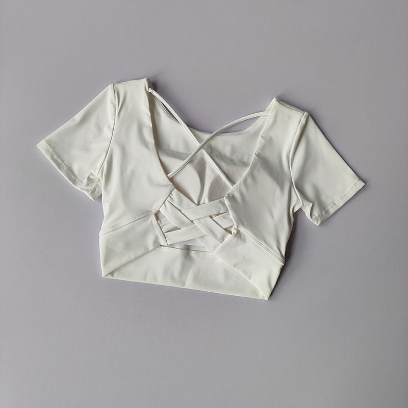Buy Beauty strap chest pad yoga clothes shortsleeved women's running