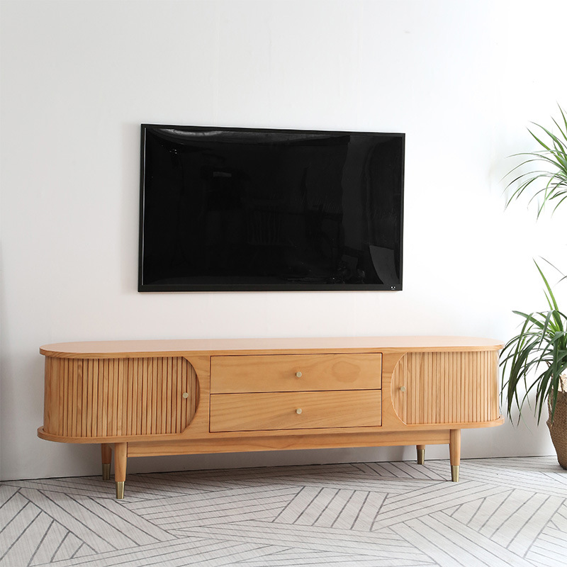 Buy Solid wood TV modern simple roll curtain door