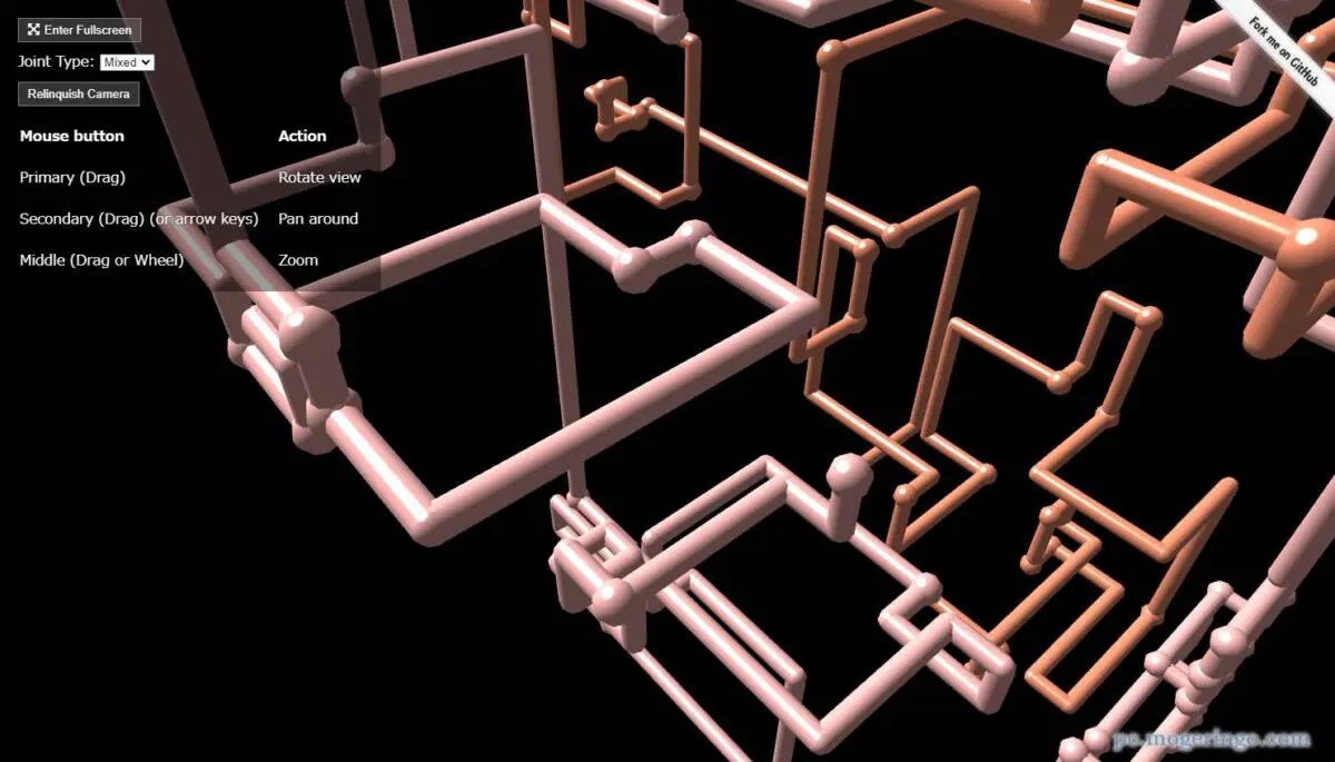 懐かしいパイプのスクリーンセーバーを上で再現したサービス 『3D Pipes Screensaver』 PCあれこれ探索