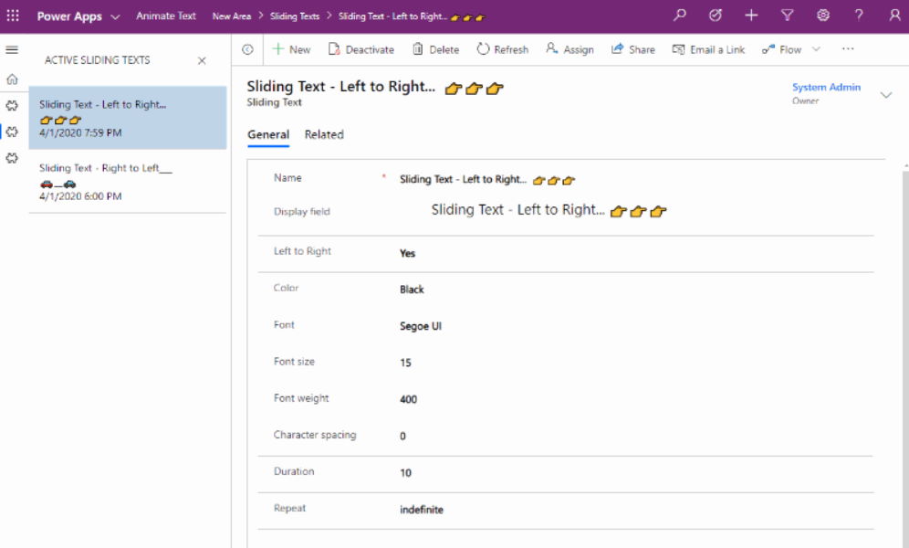Sliding Text PCF Gallery