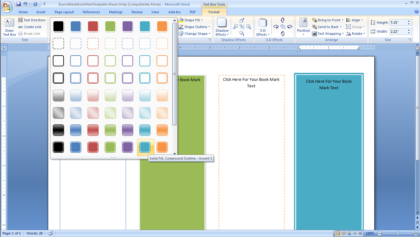 Ms Word Bookmark Template PDF Template